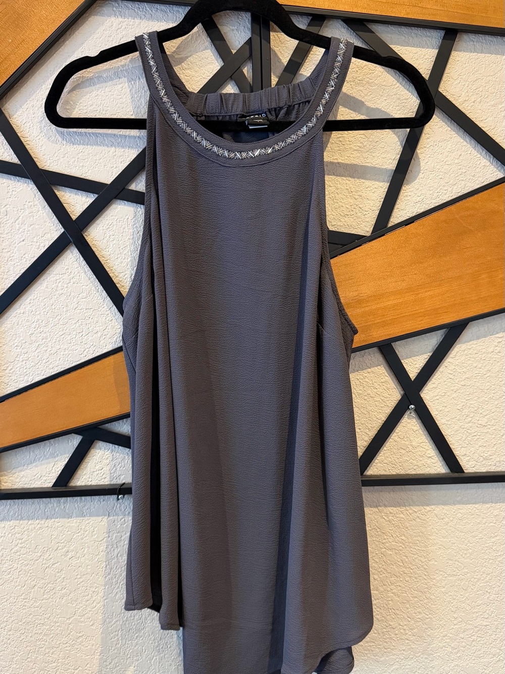 torrid Gray Embellished-Neck Swing Tank Top